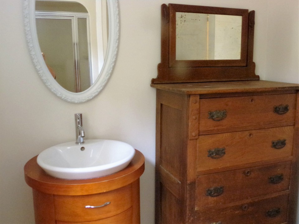 upgraded bathroom with a country flare.